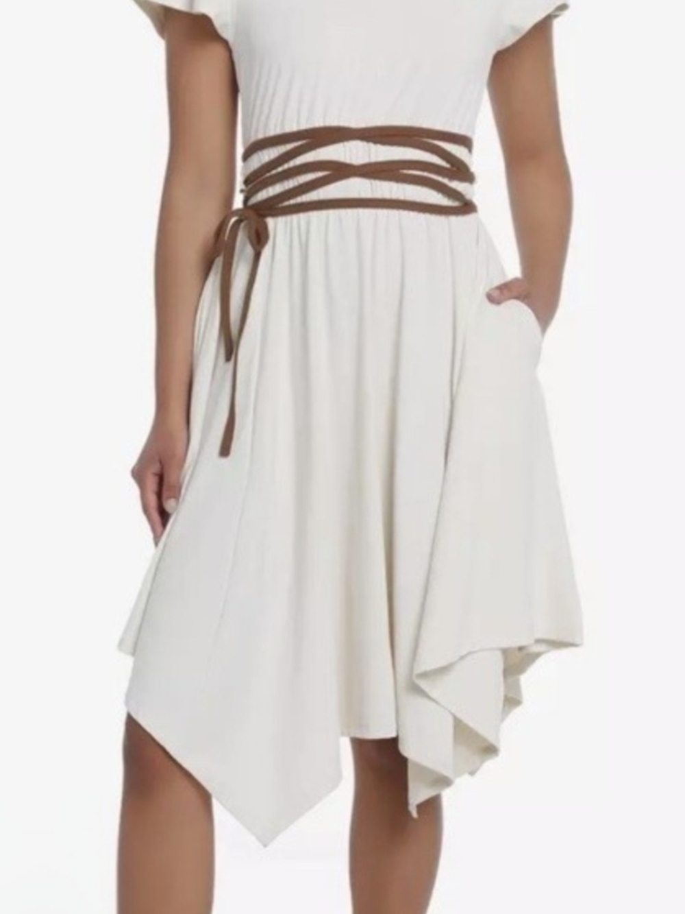 Her Universe Cream Midi Dress with Brown Waist Wrap - Picture 4 of 5